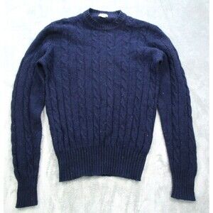 VTG  Jordan Marsh Sweater Mens Size Large Cable Knit Blue 100% Shetland Wool
